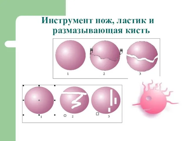 Инструмент нож, ластик и размазывающая кисть