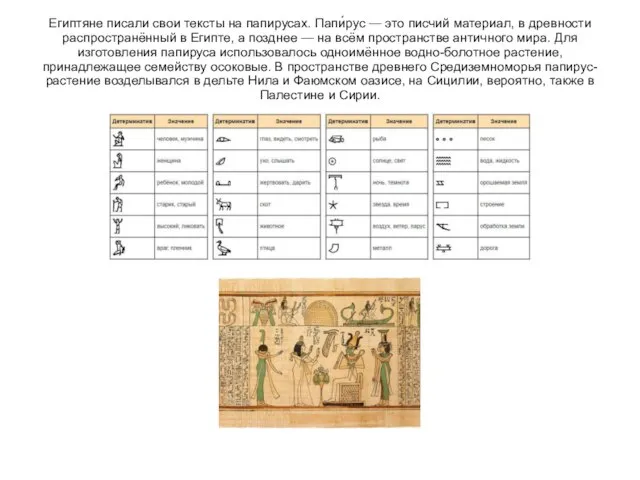 Египтяне писали свои тексты на папирусах. Папи́рус — это писчий материал,