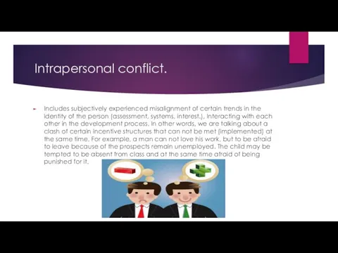 Intrapersonal conflict. Includes subjectively experienced misalignment of certain trends in the