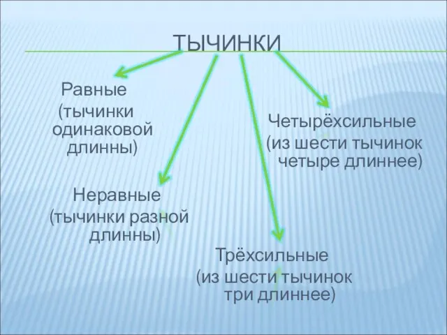 ТЫЧИНКИ Равные (тычинки одинаковой длинны) Неравные (тычинки разной длинны) Трёхсильные (из