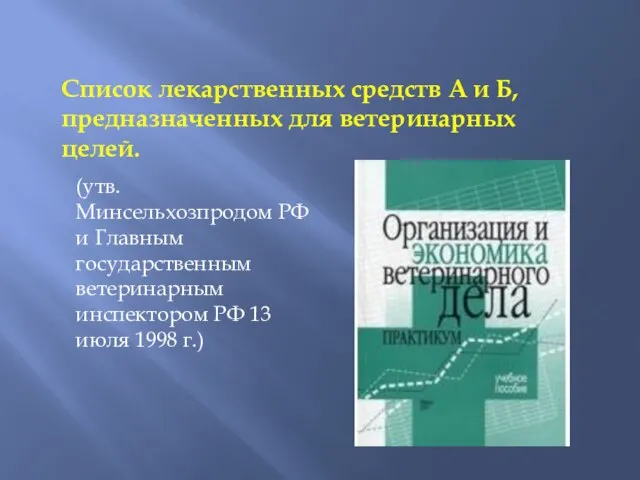 Список лекарственных средств А и Б, предназначенных для ветеринарных целей. (утв.