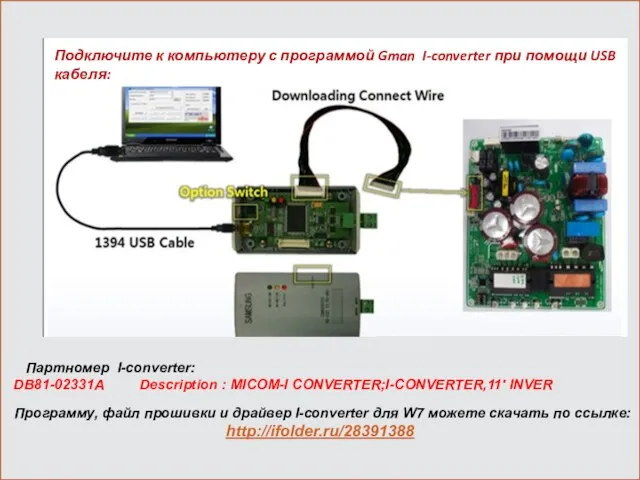 Партномер I-converter: DB81-02331A Description : MICOM-I CONVERTER;I-CONVERTER,11' INVER Подключите к компьютеру