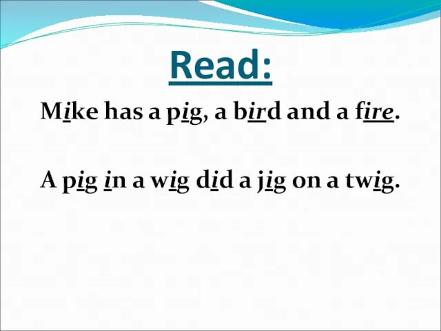 Read: Mike has a pig, a bird and a fire. A