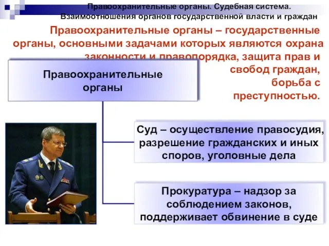 Правоохранительные органы. Судебная система. Взаимоотношения органов государственной власти и граждан Правоохранительные