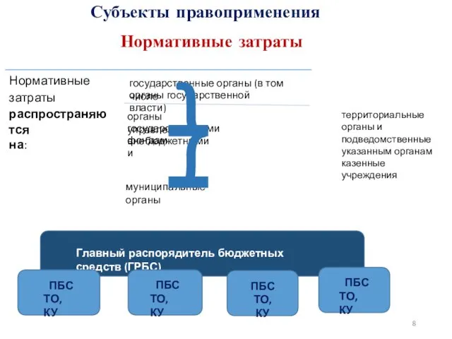 8 Нормативные затраты распространяются на: государственные органы (в том числе органы