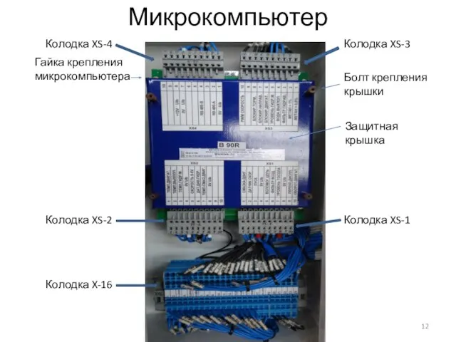 Микрокомпьютер Колодка XS-4 Колодка XS-3 Болт крепления крышки Защитная крышка Колодка