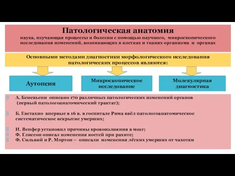 Патологическая анатомия наука, изучающая процессы и болезни с помощью научного, микроскопического