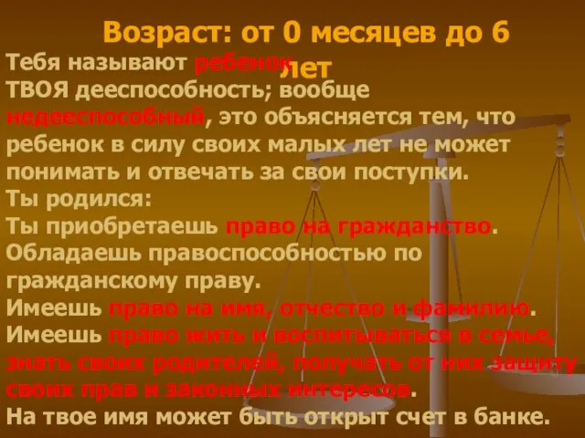 Возраст: от 0 месяцев до 6 лет Тебя называют ребенок ТВОЯ