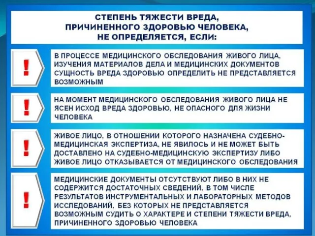 Степень тяжести вреда не определяется если: