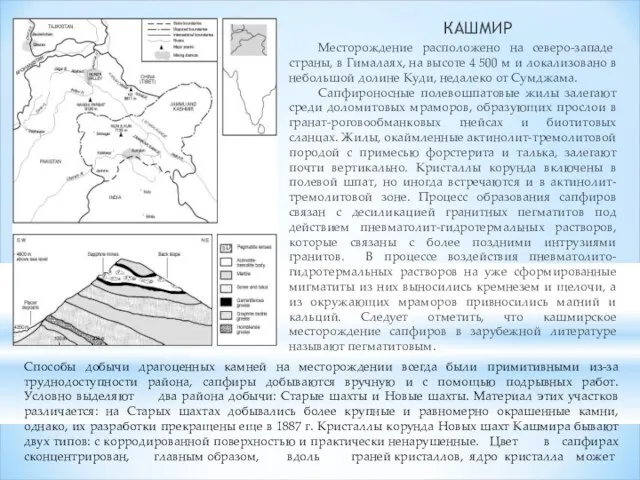 КАШМИР Месторождение расположено на северо-западе страны, в Гималаях, на высоте 4