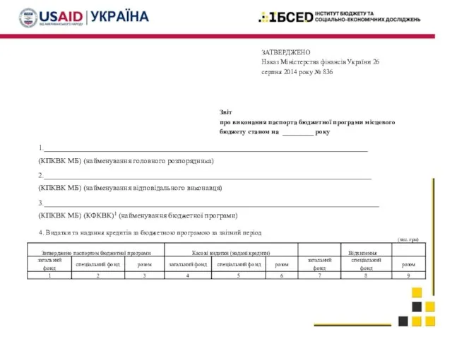 ЗАТВЕРДЖЕНО Наказ Міністерства фінансів України 26 серпня 2014 року № 836