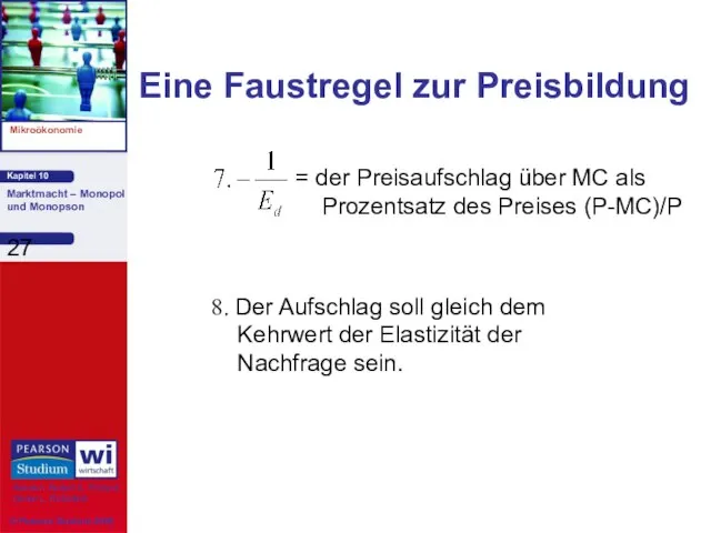 = der Preisaufschlag über MC als Prozentsatz des Preises (P-MC)/P Eine