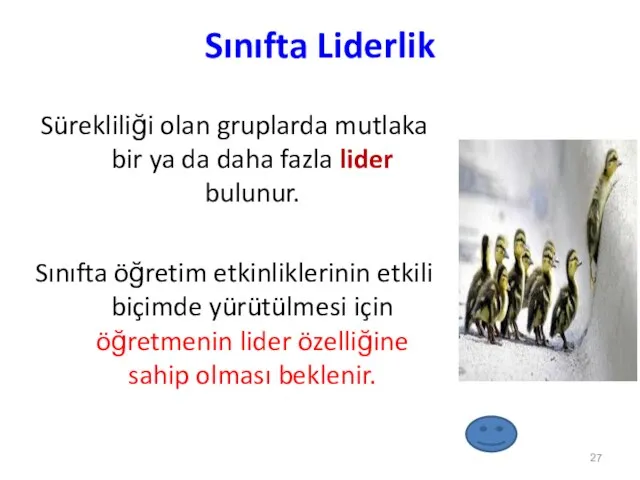 Sınıfta Liderlik Sürekliliği olan gruplarda mutlaka bir ya da daha fazla