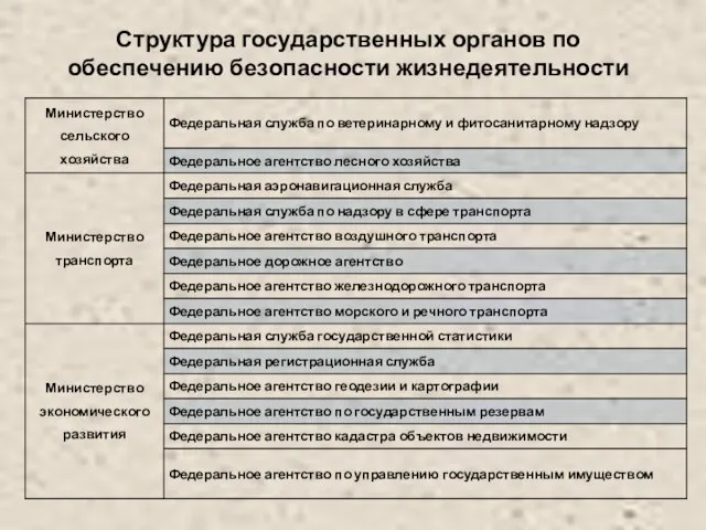 Структура государственных органов по обеспечению безопасности жизнедеятельности