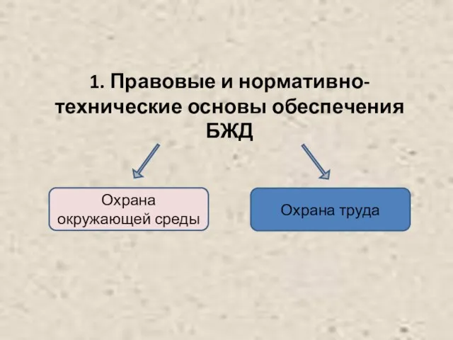 1. Правовые и нормативно- технические основы обеспечения БЖД Охрана окружающей среды Охрана труда