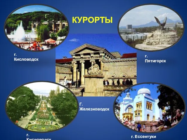 г. Пятигорск г. Кисловодск г. Кисловодск г. Ессентуки Г. Железноводск КУРОРТЫ