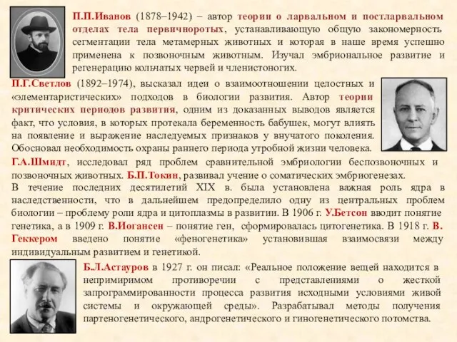 П.П.Иванов (1878–1942) – автор теории о ларвальном и постларвальном отделах тела