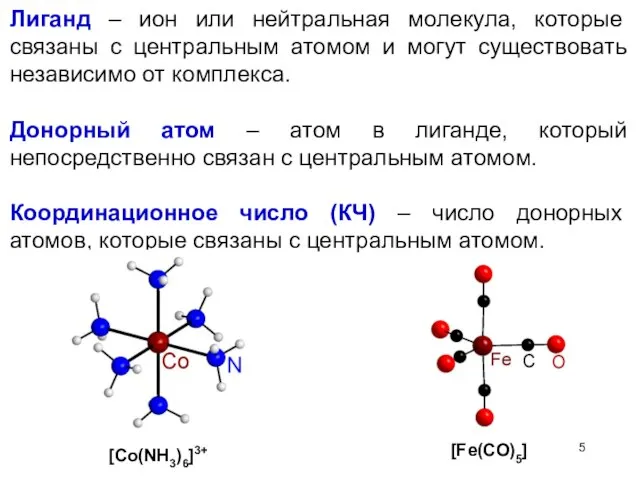 Лиганд – ион или нейтральная молекула, которые связаны с центральным атомом