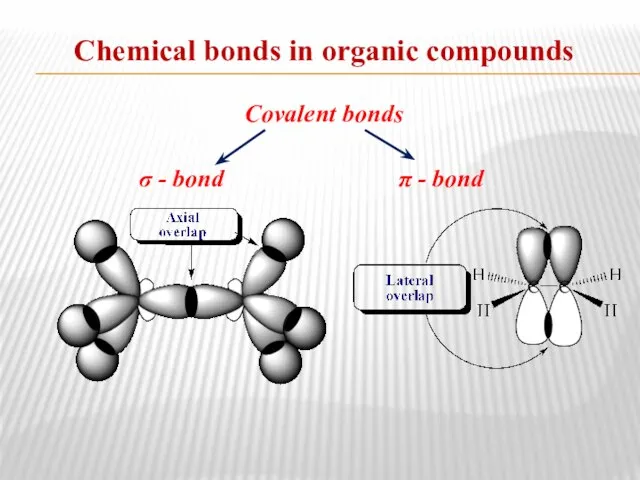 Chemical bonds in organic compounds Covalent bonds σ - bond π - bond