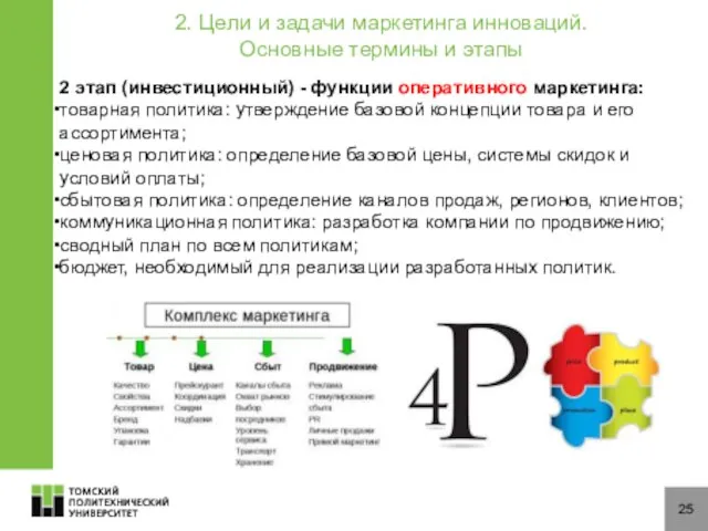 25 2 этап (инвестиционный) - функции оперативного маркетинга: товарная политика: утверждение