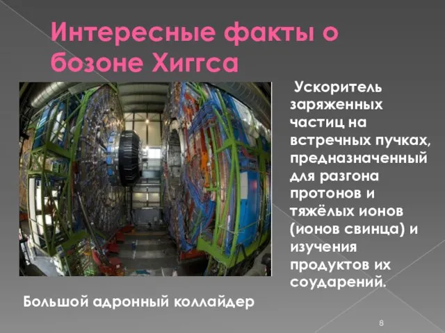 Интересные факты о бозоне Хиггса Большой адронный коллайдер Ускоритель заряженных частиц