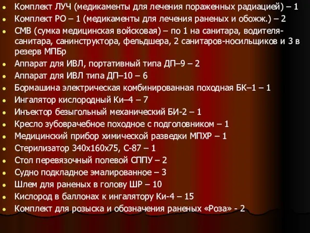 Комплект ЛУЧ (медикаменты для лечения пораженных радиацией) – 1 Комплект РО