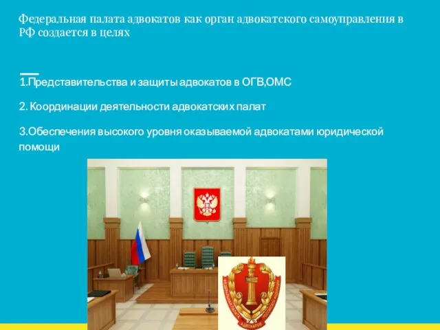 Федеральная палата адвокатов как орган адвокатского самоуправления в РФ создается в