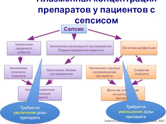 Сепсис Увеличение сердечного выброса Увеличение капиллярной проницаемости Перераспределение жидкости Органная дисфункция