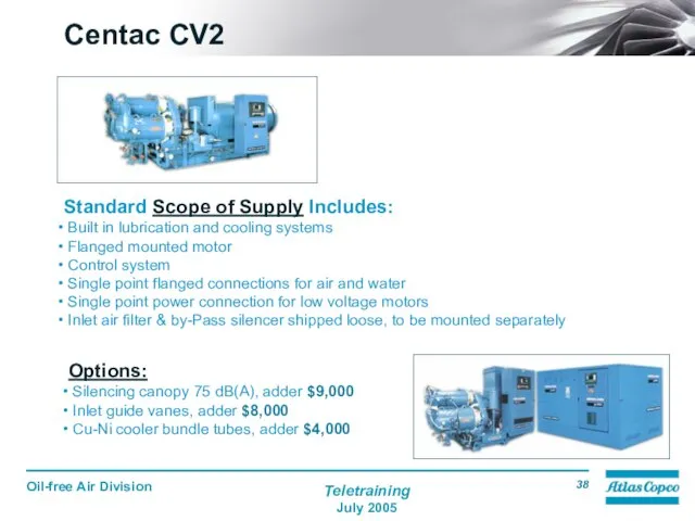 Standard Scope of Supply Includes: Built in lubrication and cooling systems