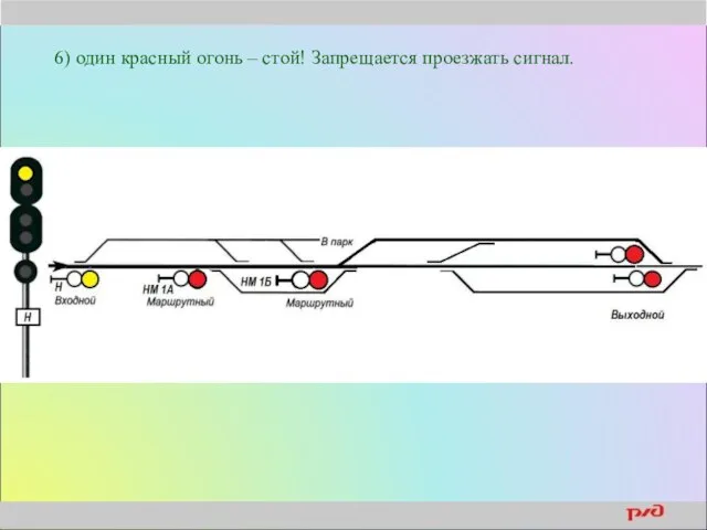 6) один красный огонь – стой! Запрещается проезжать сигнал.