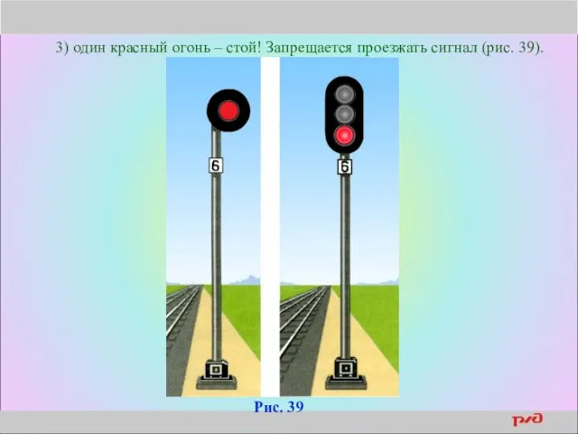 3) один красный огонь – стой! Запрещается проезжать сигнал (рис. 39). Рис. 39