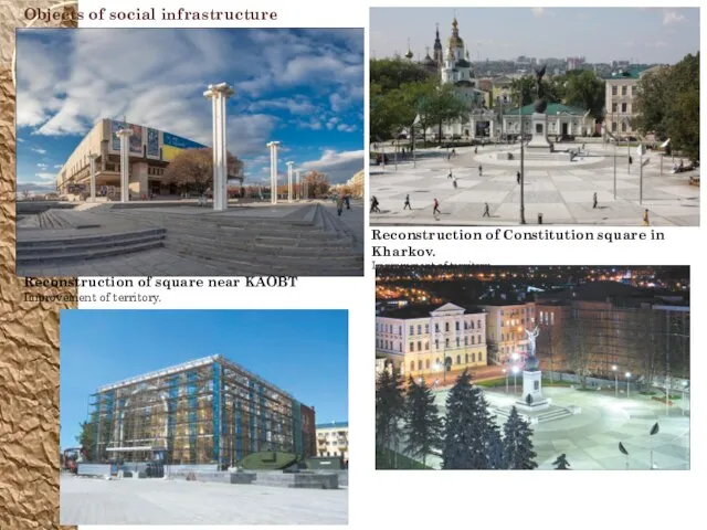 Objects of social infrastructure Reconstruction of Constitution square in Kharkov. Improvement