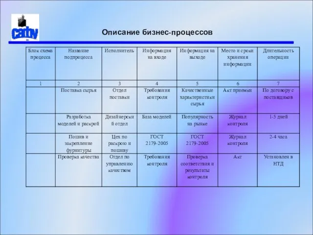 Описание бизнес-процессов
