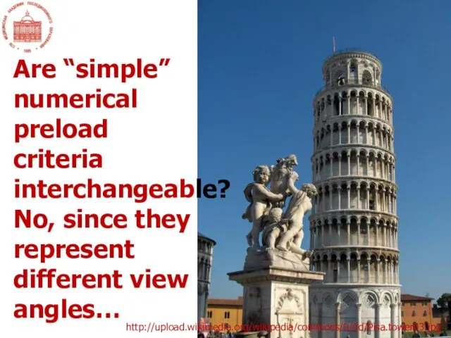http://upload.wikimedia.org/wikipedia/commons/0/0d/Pisa.tower03.jpg Are “simple” numerical preload criteria interchangeable? No, since they represent different view angles…