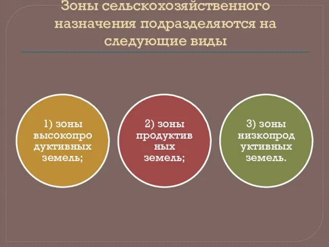 Зоны сельскохозяйственного назначения подразделяются на следующие виды 1) зоны высокопродуктивных земель;