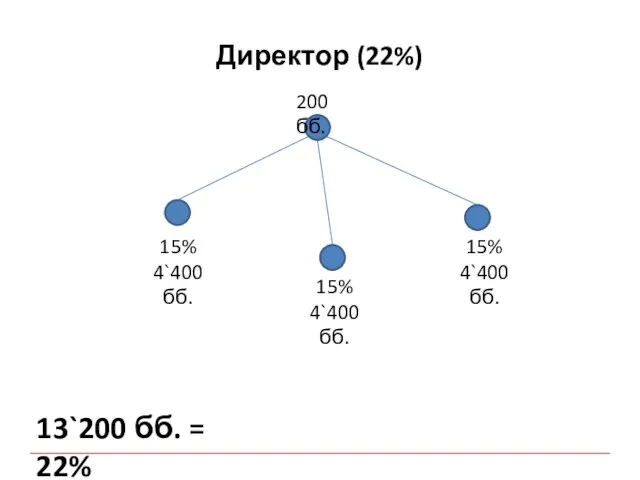 Директор (22%) 15% 4`400 бб. 15% 4`400 бб. 15% 4`400 бб.