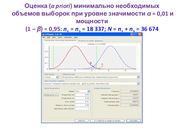 Оценка (a priori) минимально необходимых объемов выборок при уровне значимости α