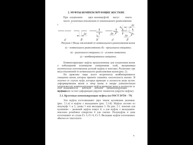 2. МУФТЫ КОМПЕНСИРУЮЩИЕ ЖЕСТКИЕ При соединении двух валов муфтой могут иметь