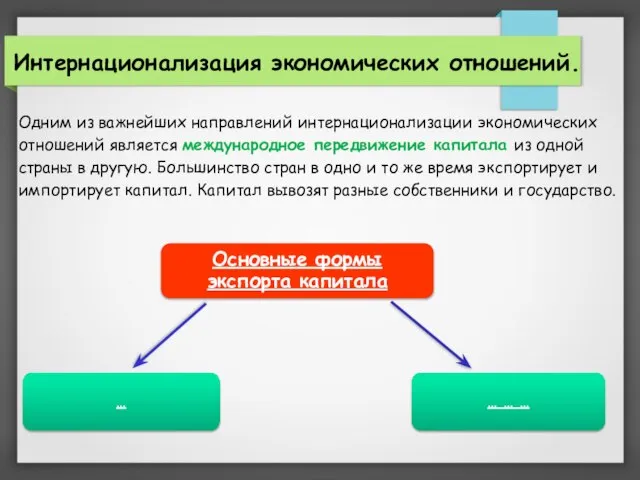 Одним из важнейших направлений интернационализации экономических отношений является международное передвижение капитала