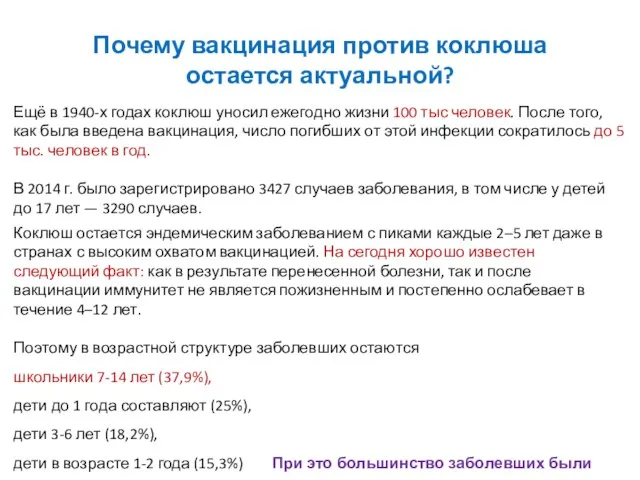 Почему вакцинация против коклюша остается актуальной? Ещё в 1940-х годах коклюш