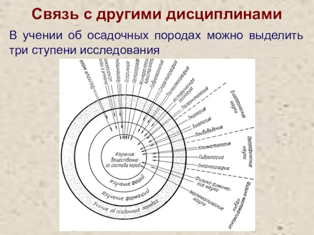 Связь с другими дисциплинами В учении об осадочных породах можно выделить три ступени исследования