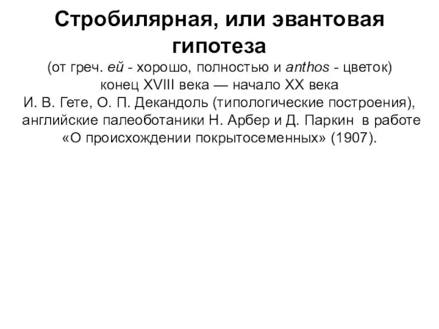 Стробилярная, или эвантовая гипотеза (от греч. ей - хорошо, полностью и