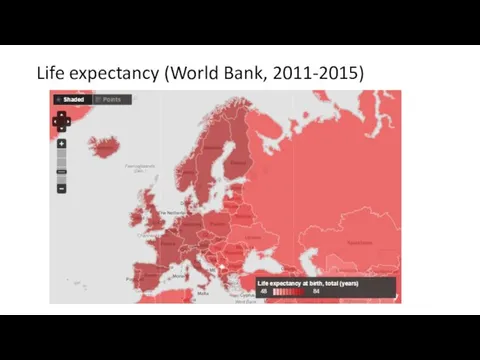 Life expectancy (World Bank, 2011-2015)