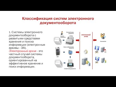 Классификация систем электронного документооборота 1. Системы электронного документооборота с развитыми средствами