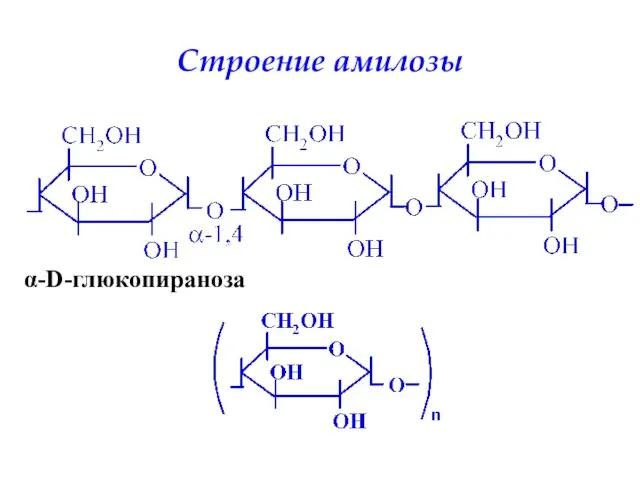 Строение амилозы α-D-глюкопираноза