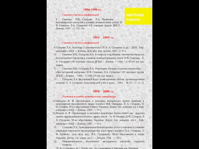 1986-1990 гг. Статьи и тезисы конференций 8. Сименко И.В., Сухарева Л.А.