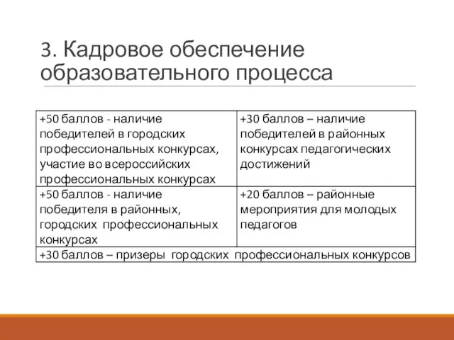 3. Кадровое обеспечение образовательного процесса