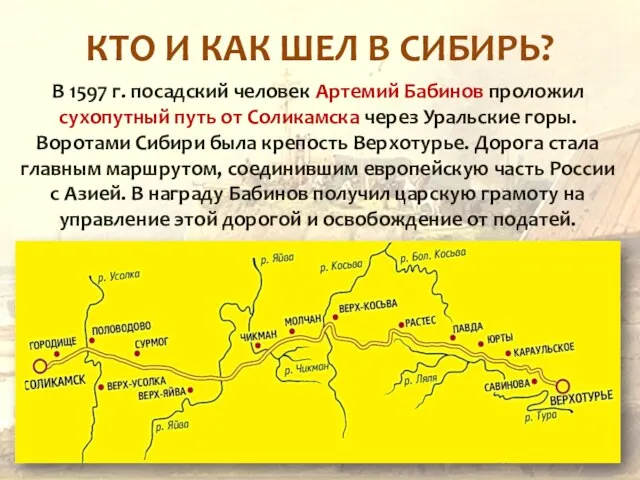 КТО И КАК ШЕЛ В СИБИРЬ? В 1597 г. посадский человек