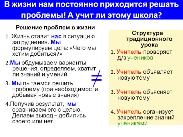 В жизни нам постоянно приходится решать проблемы! А учит ли этому