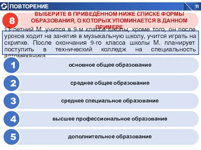 ВЫБЕРИТЕ В ПРИВЕДЁННОМ НИЖЕ СПИСКЕ ФОРМЫ ОБРАЗОВАНИЯ, О КОТОРЫХ УПОМИНАЕТСЯ В